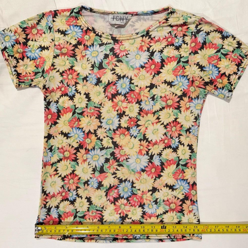 Vintage Y2K FCNY New York Women S Shirt Flower Yellow 90s Silky Whimsy Fairy EUC - Picture 11 of 14